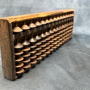 Large Vintage Japanese Soroban Wooden Abacus 15 Row