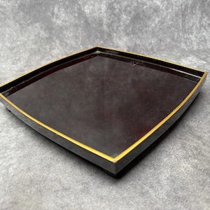 Black Lacquer Tray Vintage Japanese Lacquered Tray, Tea Tray, Dinner Tray, Serving Tray 23cm square c1950’s