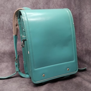 Sac à dos Randoseru, sac Randoseru japonais turquoise à points serrés, cartable japonais bleu