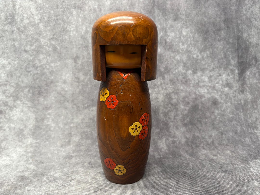 岡本卯三郎創作こけし、ヴィンテージ木製創作こけし、日本の手作り民芸