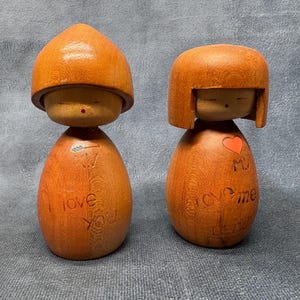 Creative Kokeshi Koibito Cupid&#39;s by Takeda Masashi, Japan 1950s, Japanese Kokeshi Dolls