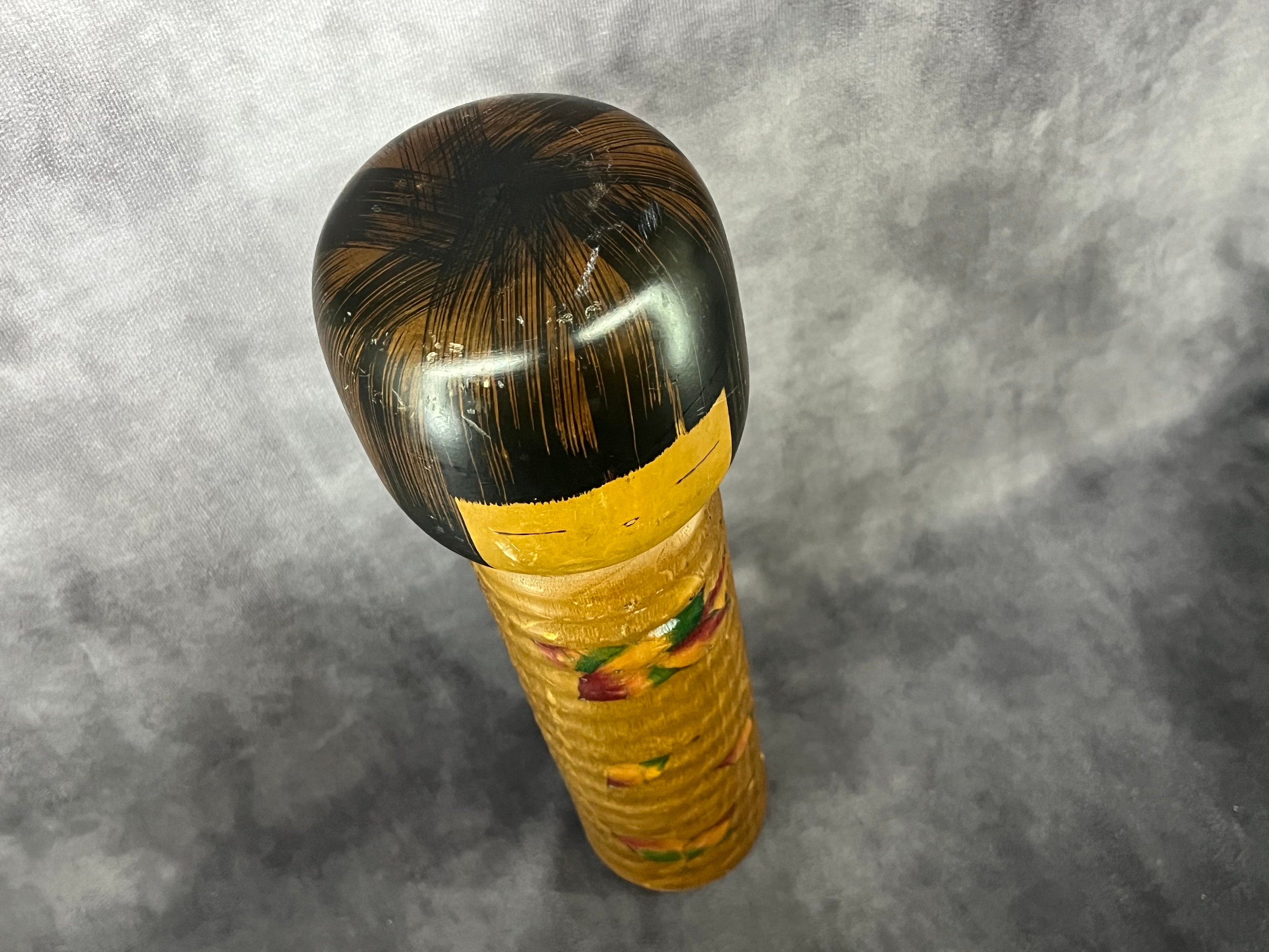 卯三郎 - 秋の花、創作こけし、ヴィンテージ木製創作こけし、日本製