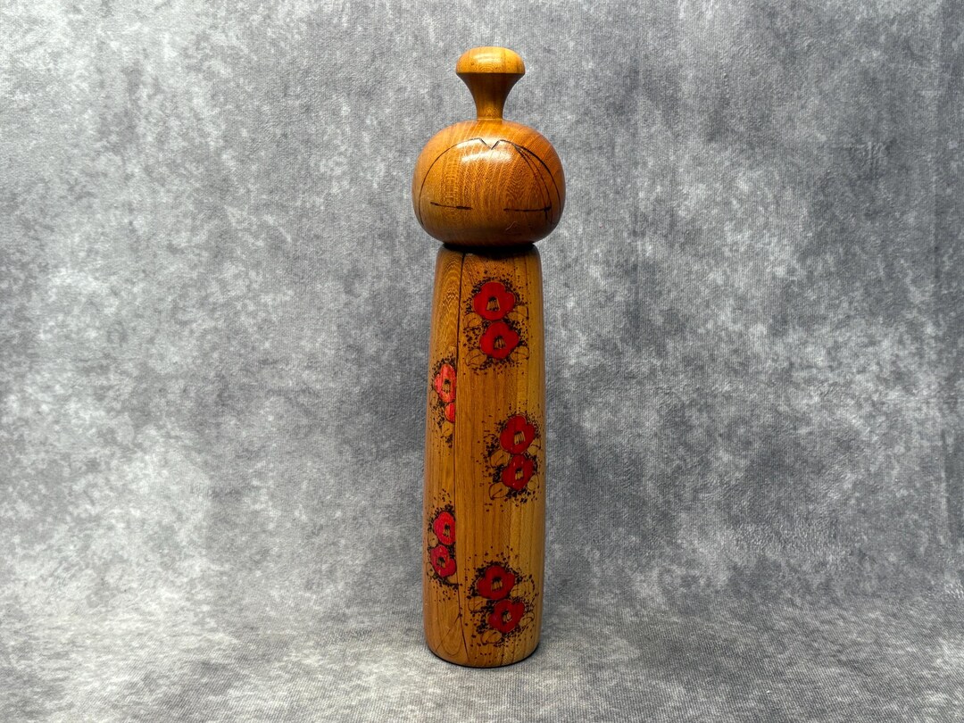 関口東亜こけし、ヴィンテージ木製創作こけし、日本の手作り民芸品