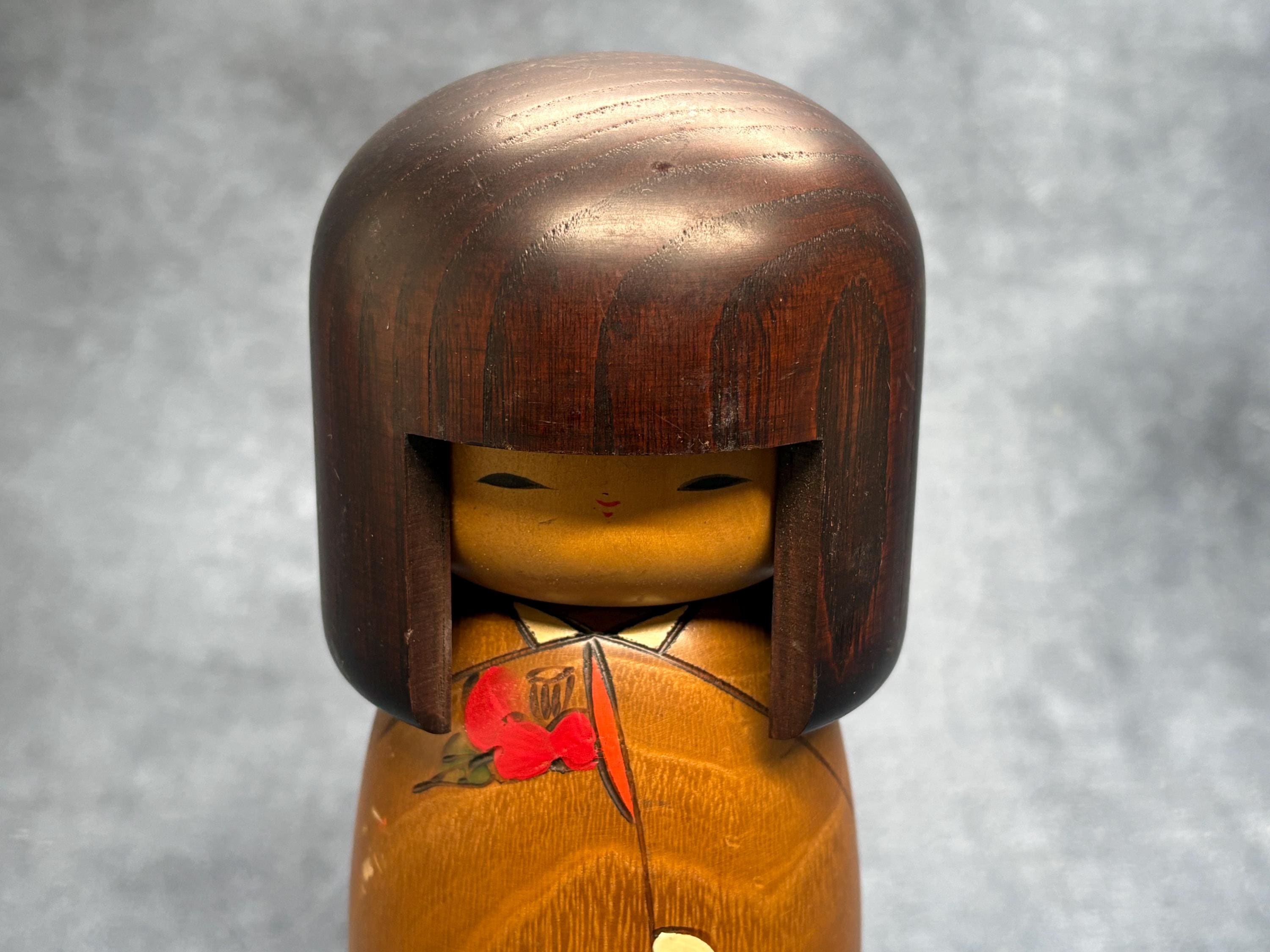 岡本卯三郎創作こけし、ヴィンテージ木製創作こけし、日本の手作り民芸 