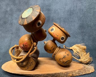 Miniature Kappa Kokeshi Doll, Vintage Japanese Wooden Kokeshi