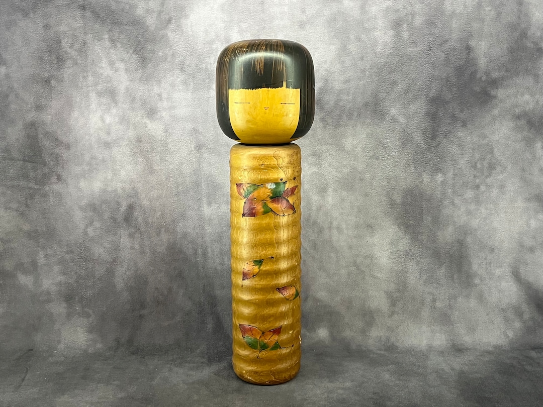 卯三郎 - 秋の花、創作こけし、ヴィンテージ木製創作こけし、日本製