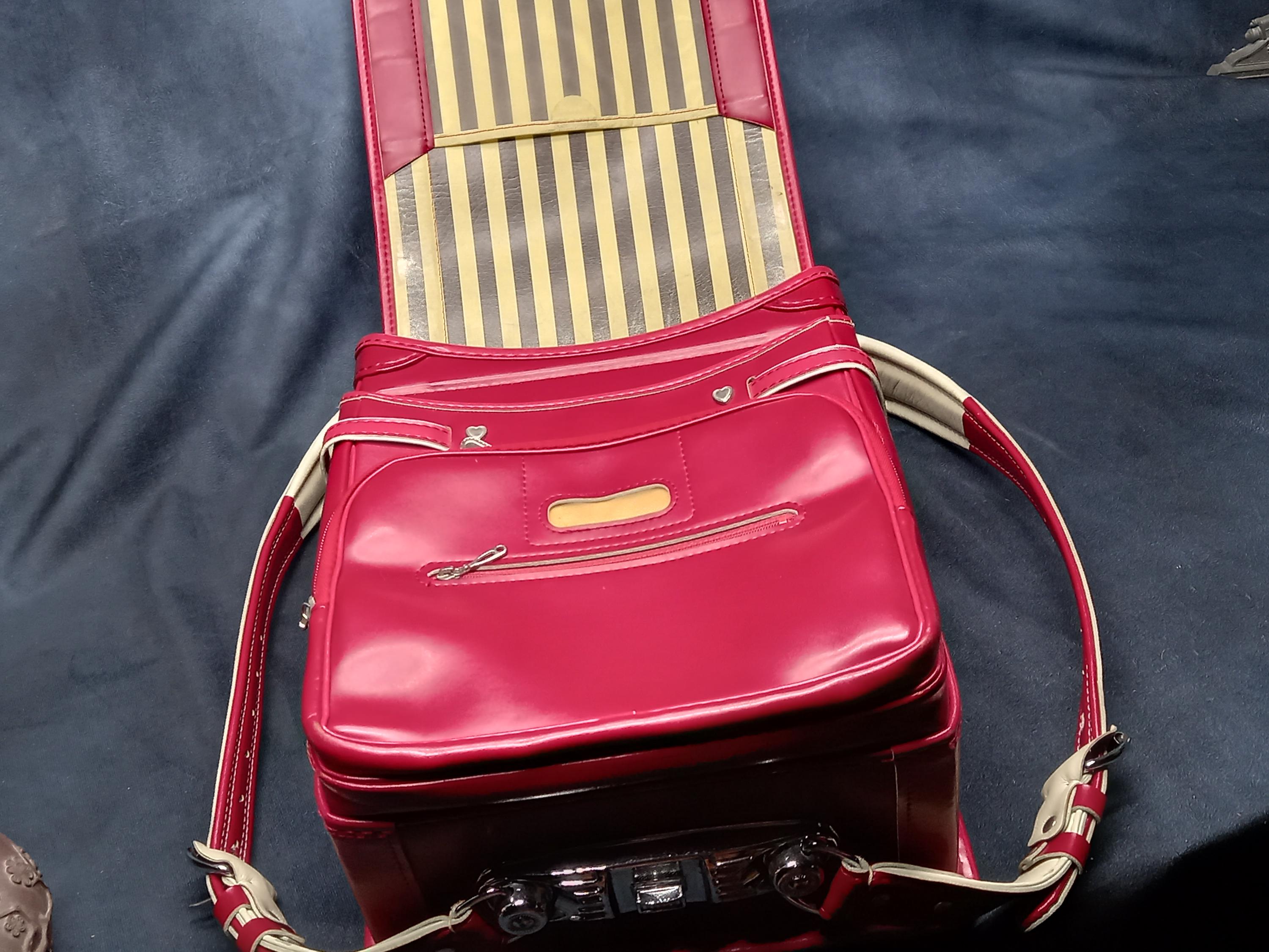 Randoseru Backpack, Red With Magenta Trim Japanese Tight Stitch 