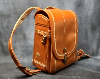 Randoseru Backpack, Tan Colour Japanese Tight Stitch Randoseru Bag, Brown Tan Japanese School Bag - Romantic