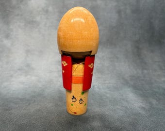 関口東亜こけし、ヴィンテージ木製創作こけし、日本の手作り民芸品