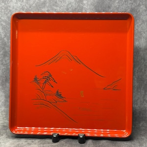 Large Lacquer Tray Vintage Japanese Lacquered Tray, Tea Tray, Dinner Tray, Serving Tray 36.5cm square