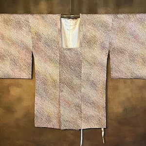 Japanese Shibori Haori Kimono, Pinks Purples and Yellows, Silk Lined, Kimono Robe Vintage Kimono Jacket Shobori (Tie Dye)