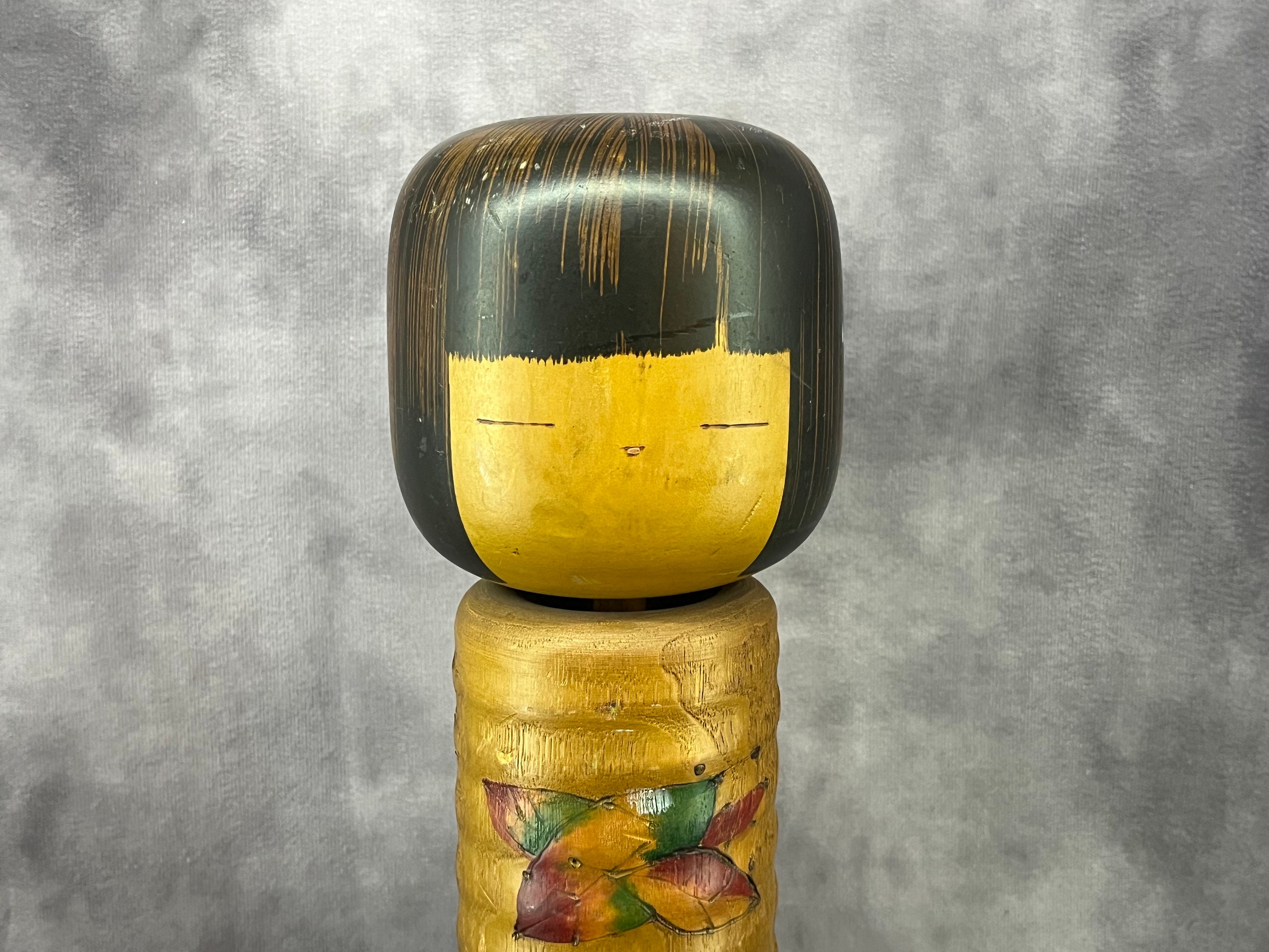 卯三郎 - 秋の花、創作こけし、ヴィンテージ木製創作こけし、日本製