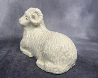 Vintage Porcelain Ram, Hand Made Japanese Porcelain Ram