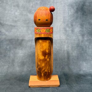 Creative Kokeshi Doll, Vintage Wooden Sosaku Kokeshi, Hand Made Folk Art From Japan