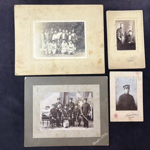 4 antike japanische professionelle Porträtfotografien auf Passepartout