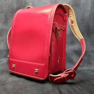 Randoseru Backpack, Red Japanese Tight Stitch Randoseru Bag, Red Japanese School Bag