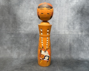 関口東亜こけし、ヴィンテージ木製創作こけし、日本の手作り民芸品