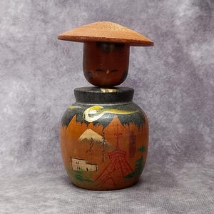Vintage Japanese Kokeshi Doll, Wooden Kokeshi, Hand Made Folk Art From Japan