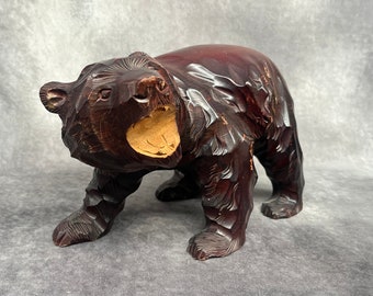 昭和レトロ 北海道 民芸品 大きめ 木彫りの熊 置物 アイヌ 民芸品