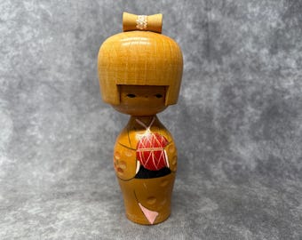 保坂虎雄創作こけし、ヴィンテージ木製創作こけし、日本の手作り民芸品