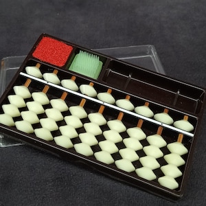 Small Vintage Plastic Japanese Soroban Wooden Abacus 9 Row, Brown