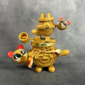 Vintage Tanuki Doll, Wooden Tanuki Kokeshi, Hand Made Folk Art From Japan