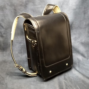 Randoseru Backpack, Black Japanese Tight Stitch Randoseru Bag, Black Rucksack