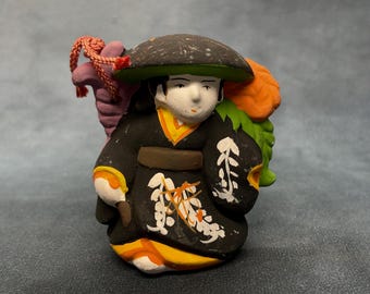 人形徳利　置物 日本製信楽焼 たぬき 狸 徳利 陶器 ヴィンテージ 磁器 装飾像 22 cm