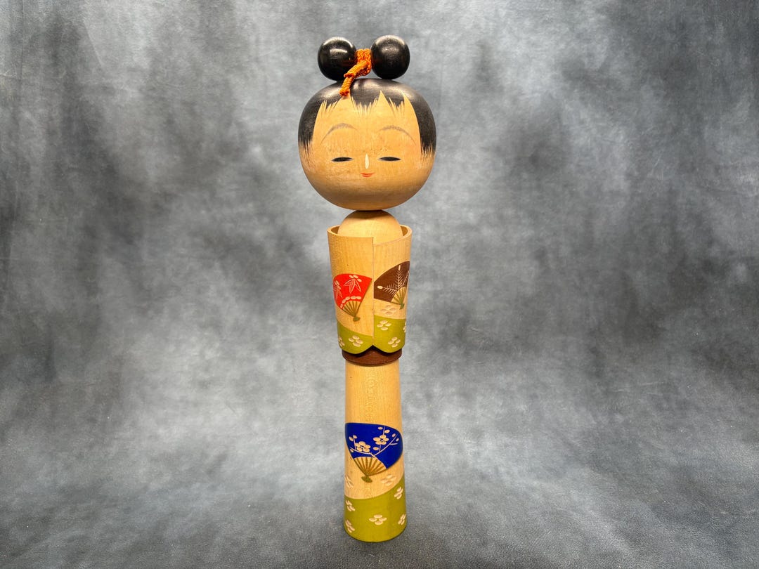 大きな美水声こけし、ヴィンテージ木製創作こけし、日本の手作り民芸品