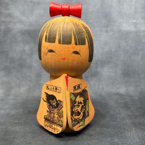 Creative Kokeshi Doll, Vintage Wooden Sosaku Kokeshi, Hand Made Folk Art From Japan