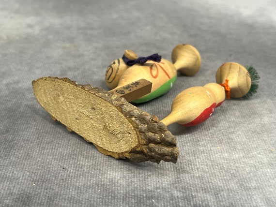 ミニチュア首振りこけし人形、ヴィンテージ日本製木製こけし、日本製