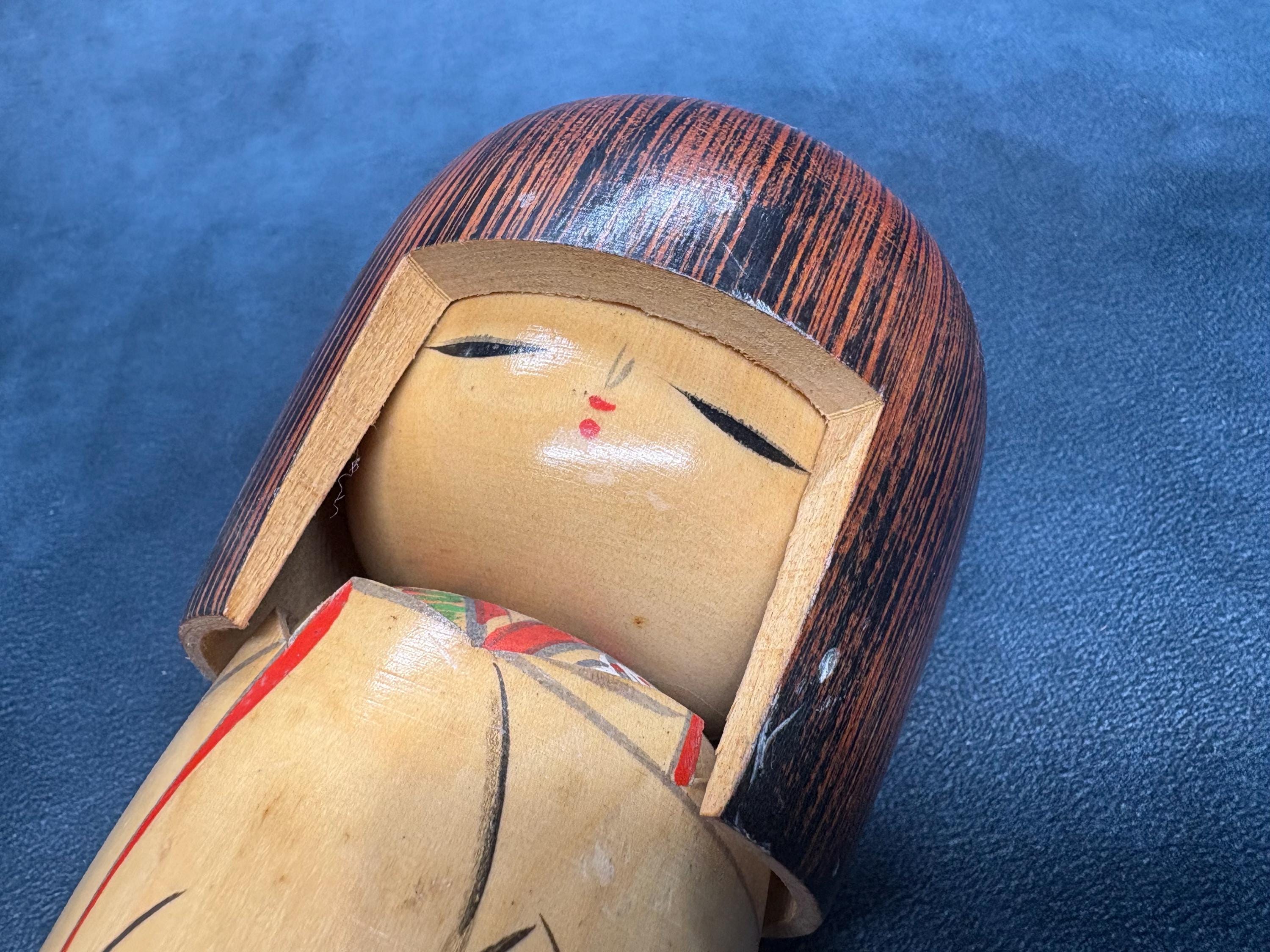 田中虎杖こけし、ヴィンテージ木製創作こけし、日本の手作り民芸品