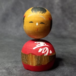 Miniature Kokeshi Doll, Vintage Japanese Wooden Kokeshi, Hand Made Folk Art From Japan