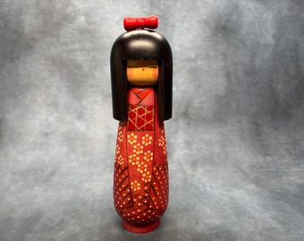 関口三作こけし (21 cm/8.3 インチ)、ヴィンテージ日本の創作木製人形