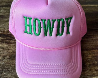 Cappellino da camionista rosa HOWDY – Berretto western ricamato, stile cowgirl