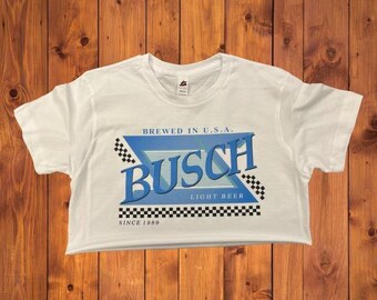 Top corto Busch Light Beer – Maglietta con grafica retrò da corsa