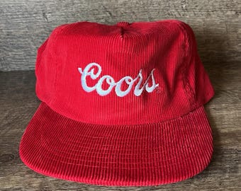 Cappello western retrò in velluto a coste rosso – Berretto con scritta ricamata in stile vintage