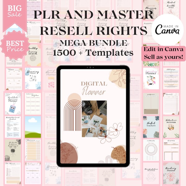 plr digital products, plr digital planner, plr bundle, master resell rights bundle, plr templates, plr sheets, plr Canva bundle