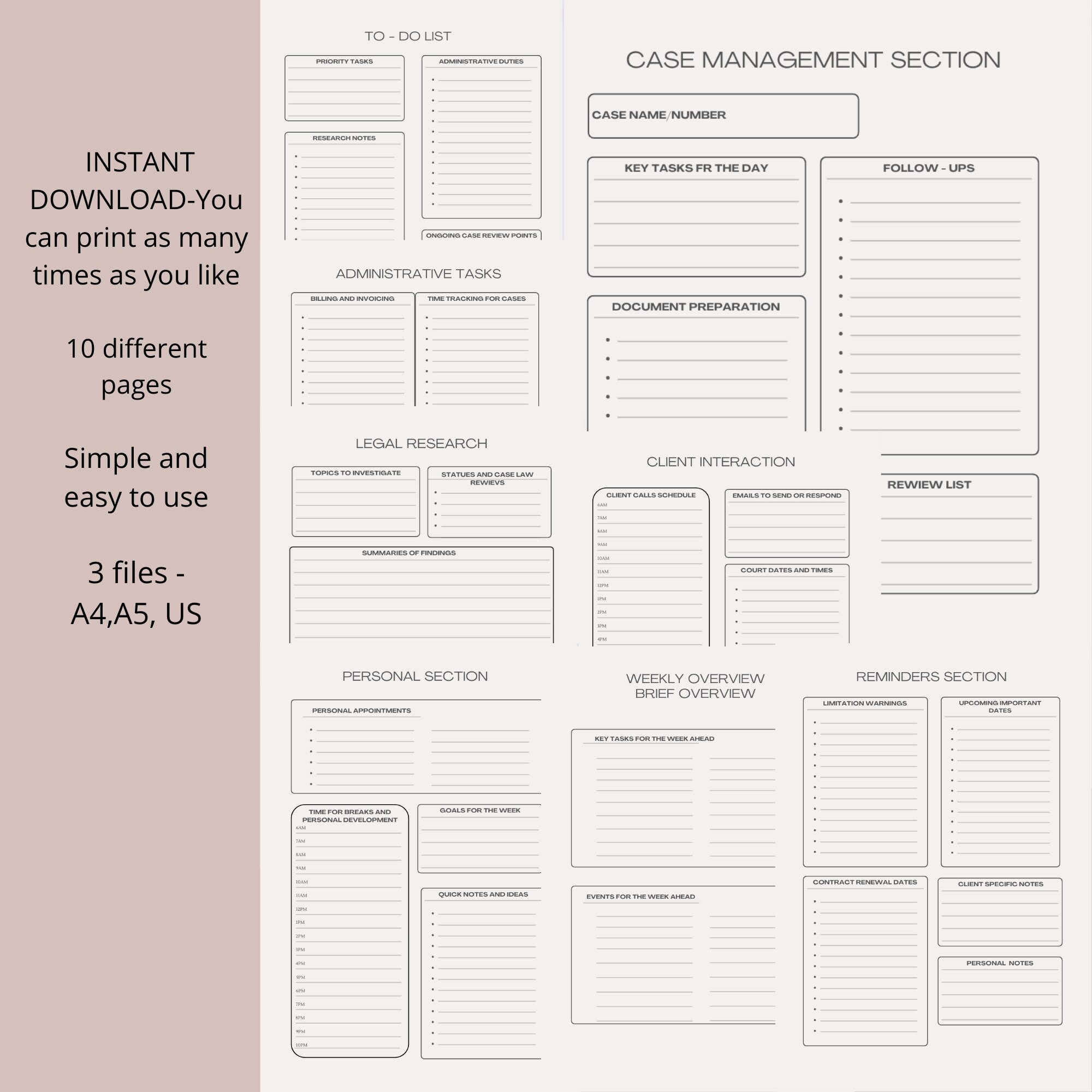 Lawyer Planner Printable Lawyer Organizer Lawyer Notes Instant Download ...