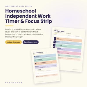 Checkliste für selbstständiges Arbeiten im Homeschooling | ADHS-Konzentrationsstreifen zum Ausdrucken | Karte „Wenn ich nicht weiterkomme“ + Hilfesignalkarten