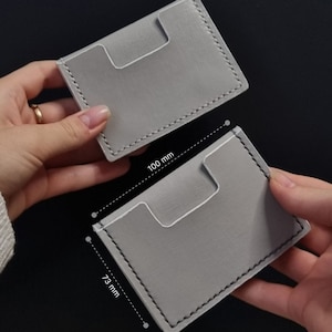 Cartera minimalista con tarjetero de cuero hecha a mano y plegable