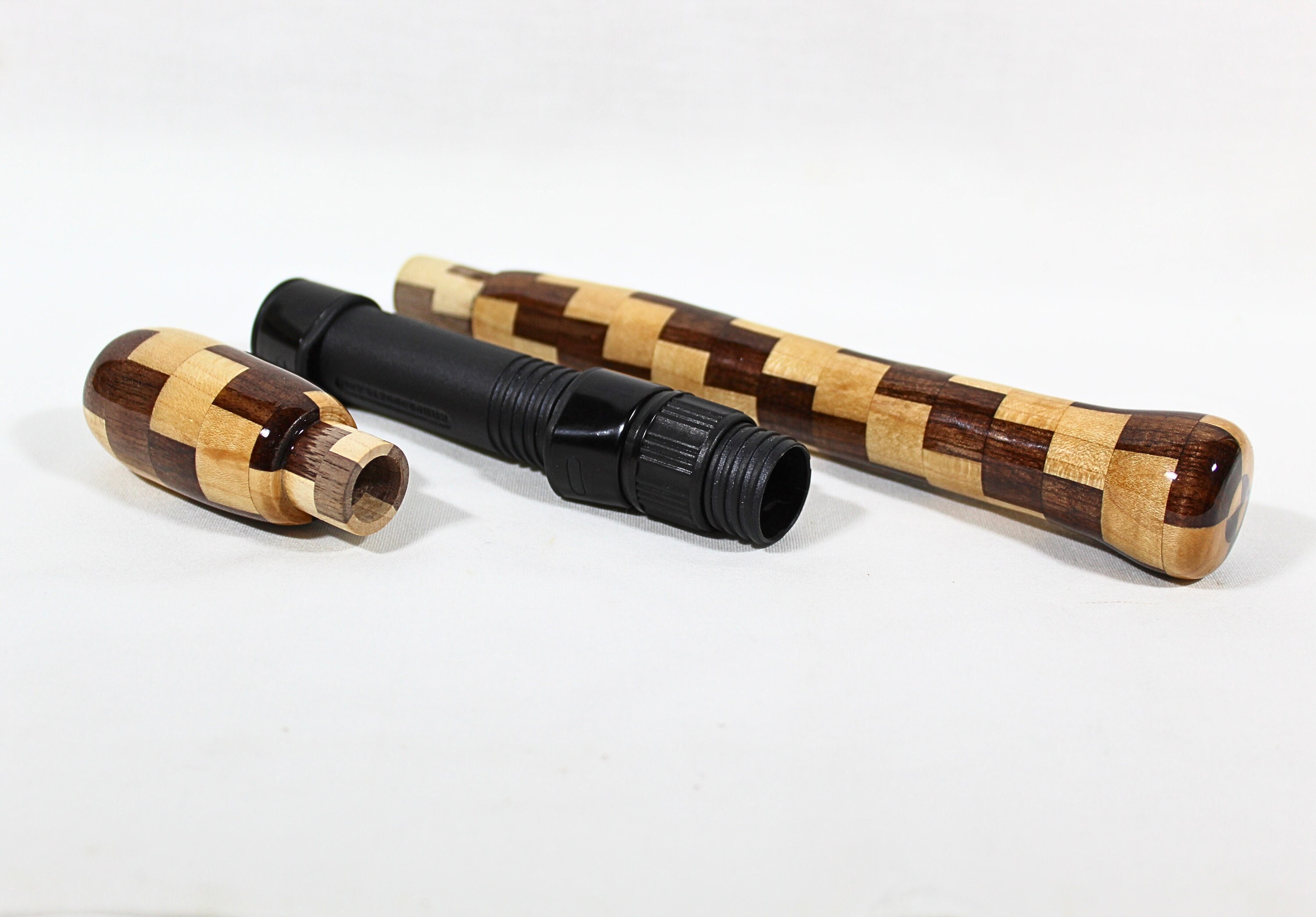 Custom Built Fishing Rod Handle, Spinning Rod Made of Walnut and Maple Wood,  Handmade and Lathe Turned, Epoxy Coated, One-of-a-kind 