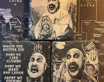 Devils rejects inpired Captain Spaulding 10cm x 10cm engraved slate coasters