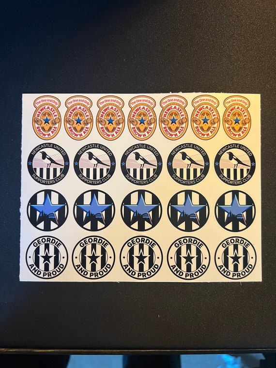 Newcastle united inspired 30mm stickers 16cm x 12.5cm sheet