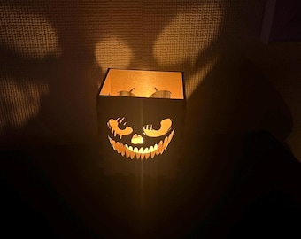 Spooky Jack-O’-Lantern Tea Light Candle Holder - 90mm Square