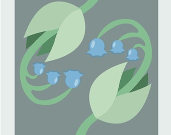 Serie de pósteres minimalistas de Flora de Hyrule: Belladona azul