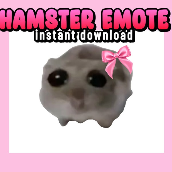 Coquette Sad Hamster Emote with Pink Bow, TikTok Meme, for Twitch, Discord, YouTube, Stream | cute pink meme adorable twitch overlays stream