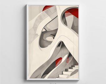 Barcelona Casa Mila by Gaudi inspired art in the style of Bauhaus, minimalist architecture luxury wall art, instant la pedrera art Gaudi