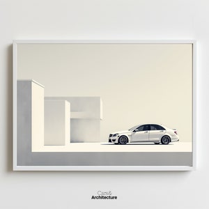 Mercedes amg C63 Luxury Car Minimalist W204 AMG C63 Art Instant Download stylish Digital Prints for Home office Interiors or Garage Decor