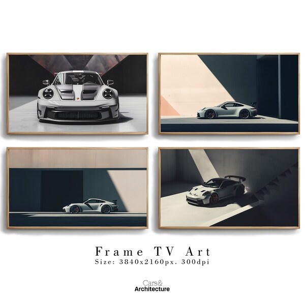 Porsche 992 GT3 Frame TV art, automotive art for samsung The Frame TV, download frame tv art, Porsche 911 abstract minimal art for tv screen